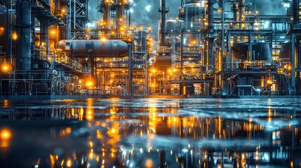 Night Reflection of Industrial Complex