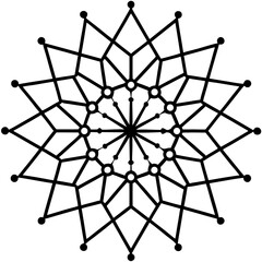 Dot work geometric mandala line art vector illustration