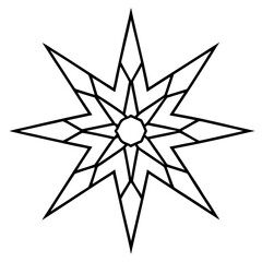 Eight pointed star mandala  line art vector illustration