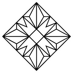 Floating diamond patterns in mandala line art vector illustration