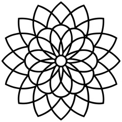 Grid based symmetrical mandala line art vector illustration