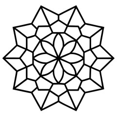 Hexagonal tiling with mandala pattern line art vector illustration