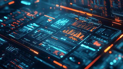 Fototapeta premium An AI powered system automating financial fraud detection by analyzing real time transaction data and fraud patterns, futuristic AI-driven finance platform, Financial technology style