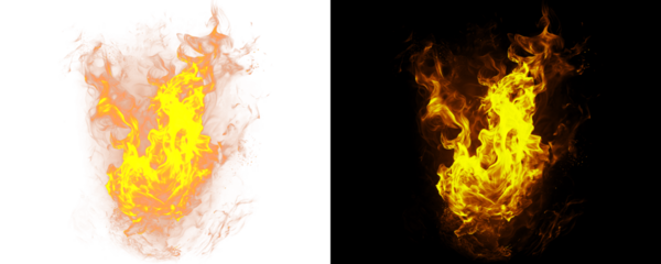 Digital Fiery Blaze with Realistic Flame Texture Isolated on A Transparent or White Background