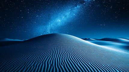 Mysterious Dark Desert with Milky Way