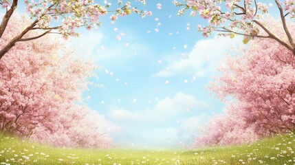 beautiful Sakura nature spring flowers background