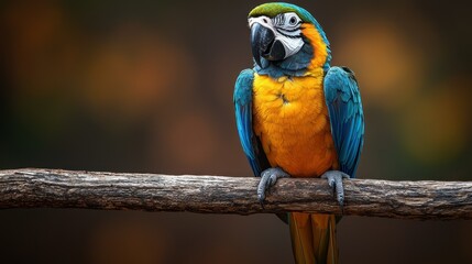 Obraz premium Blue-and-gold Macaw Perched on Branch