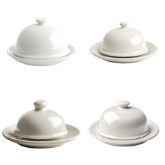Fototapeta premium White Ceramic Butter Plate with Lid