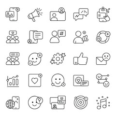  Social Media Marketing Icons Line Art Set for Web Design