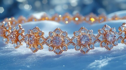 Stunning Rose Gold Diamond Bracelet on Snow