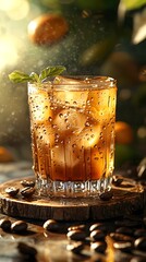 Refreshing coffee drink with whipped topping swirl high resolution picture