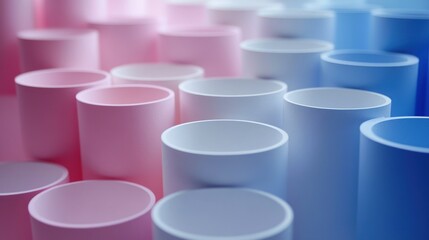 Abstract Pastel Cylinders: A Symphony of Pink and Blue Hues