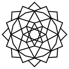 Overlapping polygons mandala line art vector illustration 