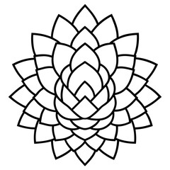 Pine cone symmetry mandala line art vector illustration 