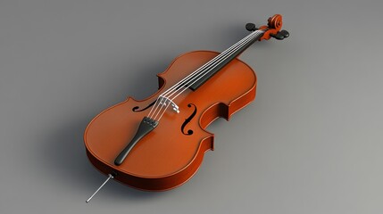 Fototapeta premium Studio Cello, Grey Background, Music