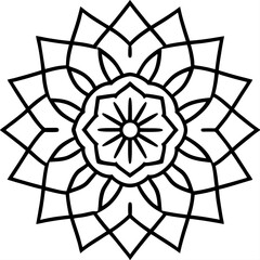 Obraz premium Pixelated digital style mandala line art vector illustration 