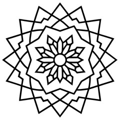 Pixelated digital style mandala line art vector illustration 