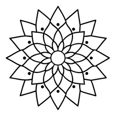 Pointillism inspired mandala line art vector illustration 