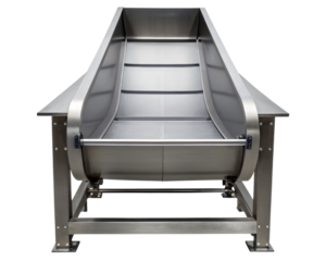 Stainless steel conveyor for efficient material handling on a transparent background