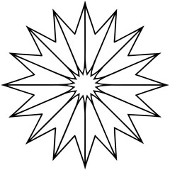 Radiating starburst mandala line art vector illustration 