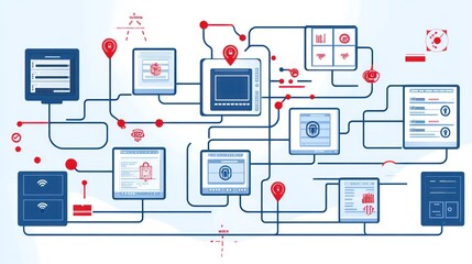 Fototapeta premium Smart Home Network System Diagram