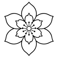 Sakura cherry blossom mandala line art vector illustration