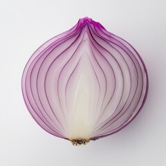 A single onion in close-up, isolated on a white background. Featuring natural layers and simplicity