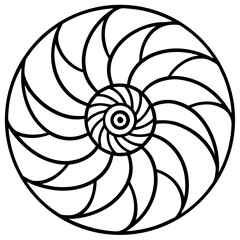 Spiral geometric mandala line art vector illustration 