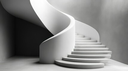 Elegant White Spiral Staircase in Modern Architecture