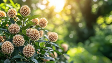 Sunlit Cream-colored Flower Cluster in Lush Garden