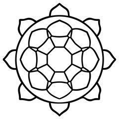 Fototapeta premium Turtle shell pattern mandala line art vector illustration 