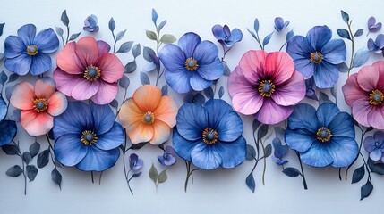 Serene Paper Flower Arrangement: A Symphony of Blues, Pinks, and Oranges