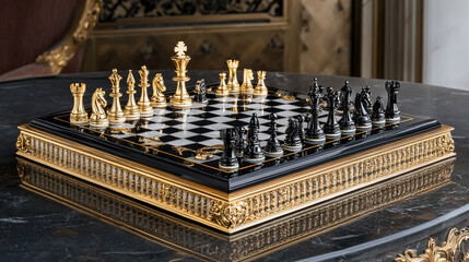 Luxury Black & Gold Chessboard Ultra HD 4K