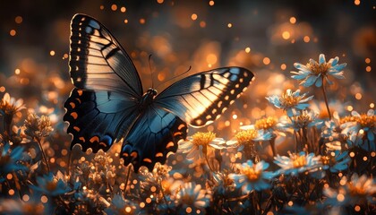 Magical Butterfly in a Golden Meadow