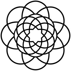 Interwoven concentric circles mandala line art vector illustration 