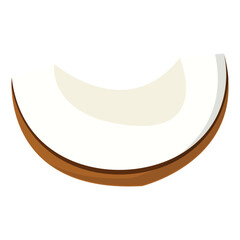 Minimal coconut slice with clean lines and flat color style perfect for food education summer projects product packaging and healthy tropical themes