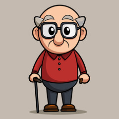 Obraz premium Elderly Cartoon Man Turnaround in T-Pose