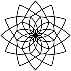 Obraz premium Mandala with mathematical tessellation line art vector illustration 