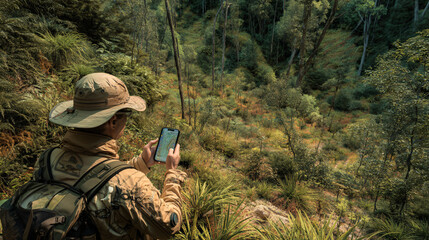 Zoologist studying animal behavior tracking system, species interaction visualization, habitat utilization mapping, migration pattern analysis, conservation status indicators