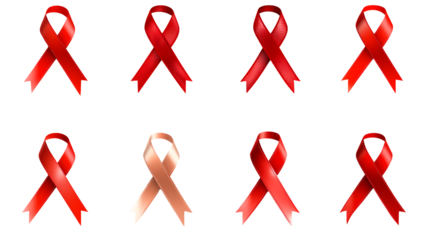 Collection of red awareness ribbons design.