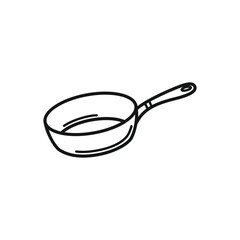 Simple Frying Pan Sketch: Cookware Line Art Illustration