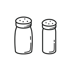 Salt and Pepper Shakers Sketch: Kitchen Condiment Line Art