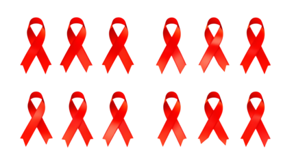 Red awareness ribbons symbolizing health support.