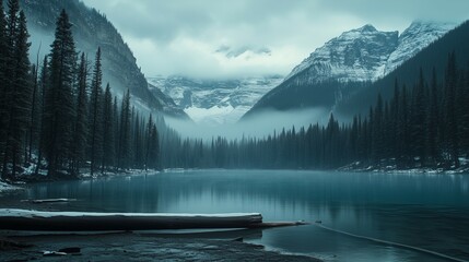 Turquoise waters of Moraine Lake with the Rocky Mountains behind, a serene natural masterpiece.