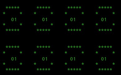 Fototapeta premium Code 01 Digital Pattern with Neon Green Asterisks on Black Background