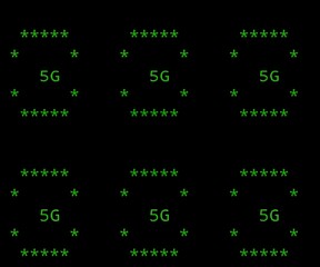 Fototapeta premium Futuristic 5G Network Concept with Digital Neon Stars and Grid on Black Background – High-Tech Connectivity Vision