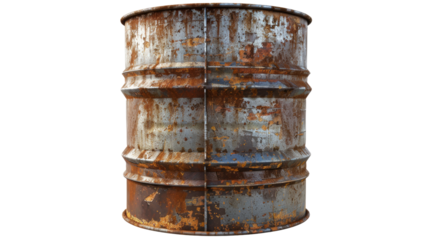 The Aged Barrel: This image presents a weathered metal barrel, a testament to the passage of time and the forces of nature. Its rusted exterior tells a silent story of enduring use.