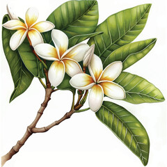 Watercolor Frangipani white background