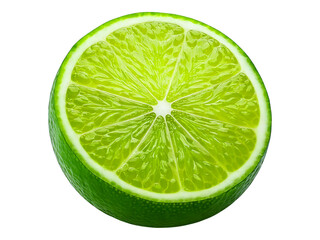 A vibrant half-lime, showcasing its juicy, bright green flesh and textured rind.  Perfect for culinary, health, and beverage-related projects. High-resolution image ideal for print or digital use.