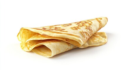 Two golden pancakes isolated on white background